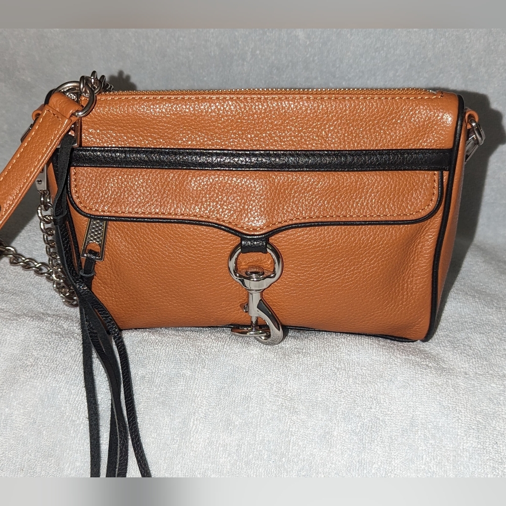 Rebecca Minkoff mini MAC brown and black crossbody bag.